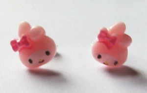 Sanrio character *My Melody Stud Earrings* on silver plated earring posts - Picture 1 of 9