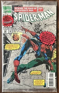 1994 Spiderman #46 Newsstand Edition Silver Tom Lyle Poly Bag Sealed W/ Poster - Picture 1 of 2