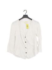 Maeve Women's Blouse UK 6 White Rayon with Linen Long Sleeve V-Neck Basic