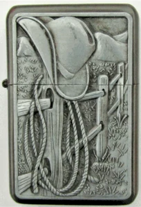 Personalised Engraved Silver Cowboy Refillable Petrol Lighter Birthday gift 20 - Picture 1 of 7