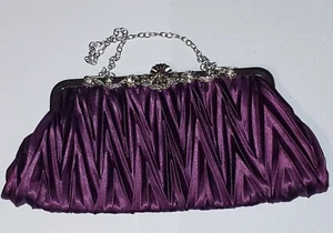 Womens  Burgundy Color Clutch Purse With Chain New - Picture 1 of 6