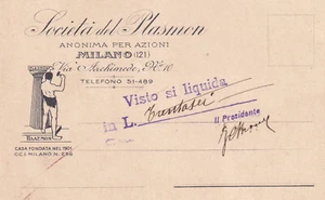 C19397-SOCIETA' PLASMON MILANO (V. ARCHIMEDE,10) FIRMA IL PRESIDENTE, A SORESINA - Imagen 1 de 2