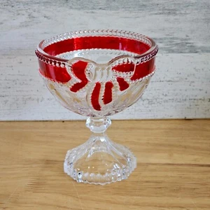 Celebrations By Mikasa Ruby Ribbon CrystalTealight Holder Candy Dish/Bowl - Picture 1 of 4
