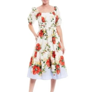 Vestido floral manga abullonada Vince Camuto talla 6 - Imagen 1 de 10