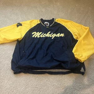 Chaqueta cortavientos suéter XXL vintage Michigan Wolverines amarillo azul marino para hombre - Imagen 1 de 6