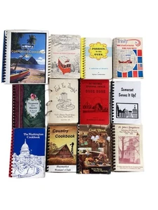 Vintage Cookbook Lot of (12) - Church Community Local Family Spiral Cookbooks (3 - Picture 1 of 12
