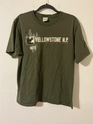 Yellowstone National Park tee shirt, mens size large, green, Anvil Organic - Image 1 of 3