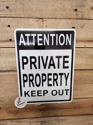 ATENCIÓN PROPIEDAD PRIVADA MANTENER FUERA - LETRERO ALUMINIO NUEVO 9 X 12 - letrero de seguridad Foto 1 de 2