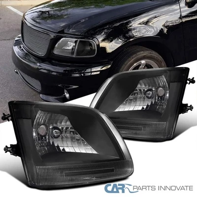 Fit 97-03 Ford F150 97-02 Expedition Matte Black Headlights Lamps Left+Right L+R Foto 1 de 4