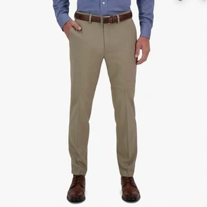 Haggar Herren Premium Komfort Elegant Slim Fit Flache Vorderseite Hose Medium Khaki 36Wx32L - Bild 1 von 6