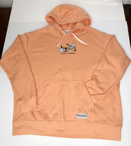 Life Is Good Hoodie XXL Peach Orange Pullover Sweater Sweatshirt Adult - Picture 1 of 7