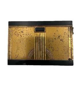 Ronson Beauticase Art Deco Cigarette Case Lighter Dureum Black Enamel Gold Tone - Picture 1 of 13