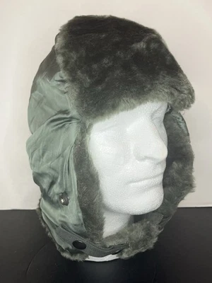 Military B9B Flyers Flight Helmet Winter Cap Hat Medium Green USAF Aviator 1985 - Image 1 of 4