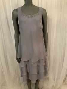 SLNY Concrete Gray Cocktail Dress Sequin Women’s Size 14 - Picture 1 of 15