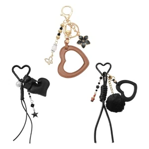 Leather Key Accessory Heart Weaving Artisanal Design Lightweight - Picture 1 of 11