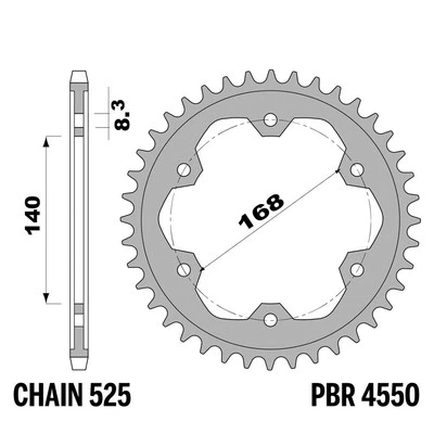 BMW F GS (F800GS) 800 2008-2009 corona PBR passo 525 42 Denti Acciaio C Foto 1 de 4