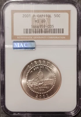 2001-P Capital Visitor Center Half Dollar 50c NGC MS69 MAC label - Image 1 of 4