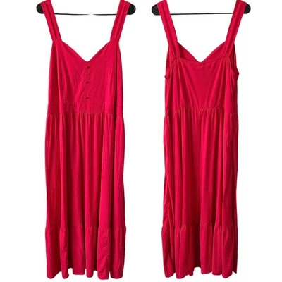 NOVO Vestido Midi AVA & VIV Decote V Tamanho XXL Vermelho Sem Mangas Flowy Rayon Coastal - Imagem 1 de 4