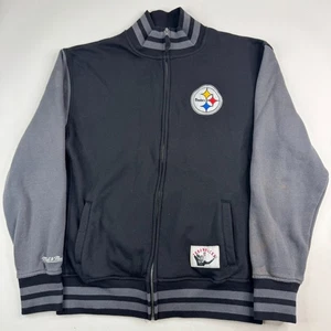 Mitchell & Ness Throwback Mens XL Black Gray Pittsburgh Steelers Jacket - Picture 1 of 14