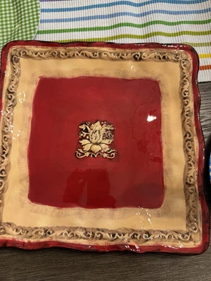 Plato cuadrado rojo y tostado Bella Case Ganz de 12 pulgadas Foto 1 de 4