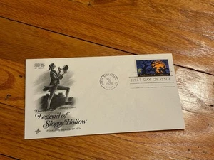 THE LEGEND OF SLEEPY HOLLOW 1974 ERSTTAGSAUSGABE BRIEFMARKE HALLOWEEN - Bild 1 von 4