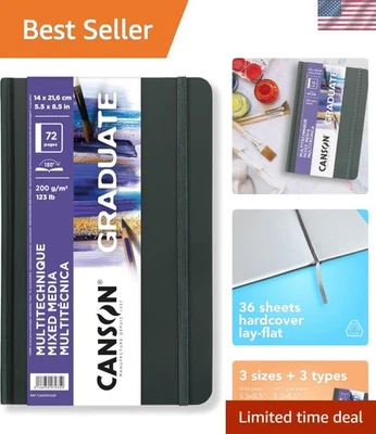 Elegant Hardcover Mixed Media Journal - Perfect for Watercolor & Ink, 5.5x8.5 - Image 1 of 4