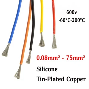 0AWG~28AWG Flexible Soft Silicone Wire Tin Copper Electronic Cable 0.08mm²-75mm² - Picture 1 of 9