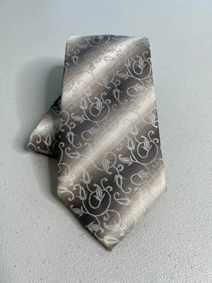 Tie Land Cream and Brown Floral Pattern Long Designer Tie - Image 1 of 4