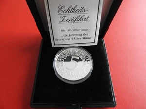 * 40. Jahre Deutsche 5 Mark * Silbermedaille (1. Oz 999) ca.40mm (Ki.18) - Bild 1 von 4