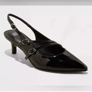 Wild Fable Sasha Schnalle Slingback Pfennigabsätze Größe 9,5 schwarz neu im Karton - Bild 1 von 6