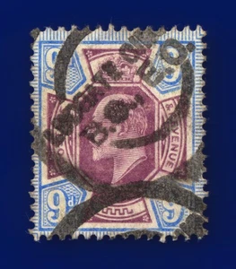 1905 SG250a 9d Dull Purple & Ultramarine CSP M40(1) Ludgate Circus GU c.£75 cusc - Picture 1 of 3