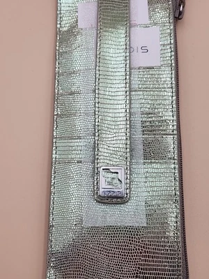 Cartera apiladora de tarjetas LODIS de cuero/verde metálica para 8 tarjetas con cremallera monedero Foto 1 de 4