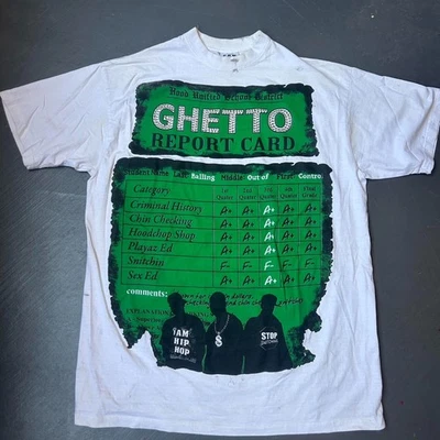 Camiseta gráfica vintage de boleta de calificaciones del gueto del rap Foto 1 de 4