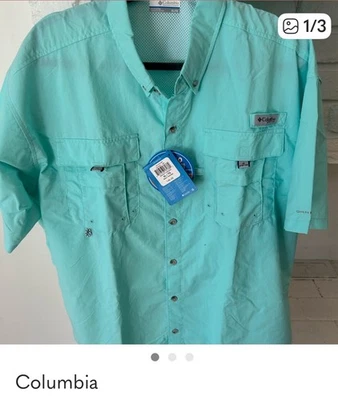 Camisa Columbia PFG Bahama II Omni Tono Para Hombre Gulf Stream Lg Botón Ventilado Nueva con Etiquetas Foto 1 de 3