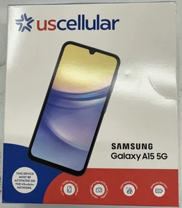 New US Cellular Samsung Galaxy A15 5G Blue Black Prepaid Smartphone - Picture 1 of 2