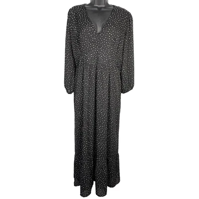 Lucky Brand Gabriella Polka Dot Maxi Dress XL Tiered Empire Waist Prairie - Image 1 of 4