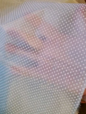 Vntg Sewing Fabric Sheer Baby Blue Flocked Dotted Swiss Dot 1.5yx30" Synthetic  - Image 1 of 4