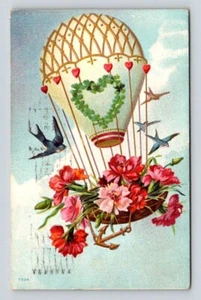 Heißluftballon Schwalbenschwanzvögel, Nelken, Herzen, Hechte County PA Postkarte - Bild 1 von 2