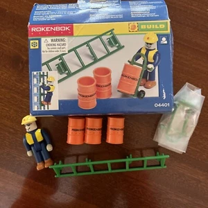 Rokenbok 04401 Worker Ladder Dolly Barrels Building Toy 1998 RARE open box - Picture 1 of 4