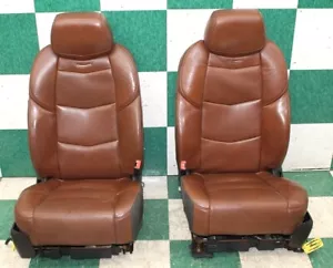*WEAR* 15' ESCALADE Brown Leather Heated Cooled Mem Front Bucket Seats Pair 2x - Picture 1 of 21