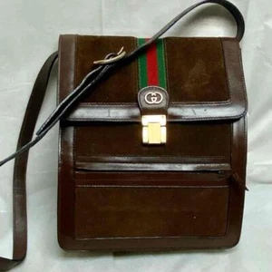 Vintage, Rare, Gucci, Sherry Line Brown Suede Leather Shoulder Bag - Picture 1 of 12