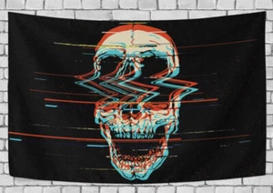 Skull Tapestry Wall Hanging Psychedelic Tapestries 60 x 40 Inches - Picture 1 of 1