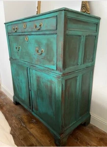 Distressed Green Antique Dresser - Picture 1 of 2