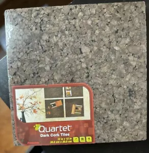 4-Pk Quartet Acco Cork Tiles 12”x12”x 3/8" Corkboard Mini Wall Dark - Picture 1 of 3