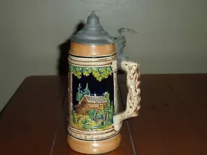 Much Older Vintage Lidded German Berchtesgaden Beer Stein Drinking 8.5" Tall - Picture 1 of 8