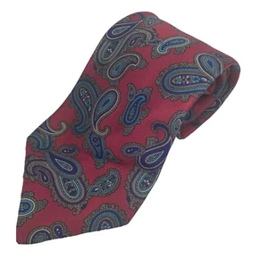 Gant Mens Tie 100% Silk Red Blue Paisley - Picture 1 of 8