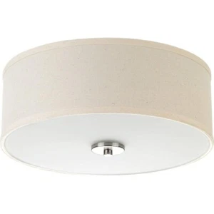 Progress Lighting Inspire 13 in. Brushed Nickel Ceiling Light Drum Flush Mount - Picture 1 of 9
