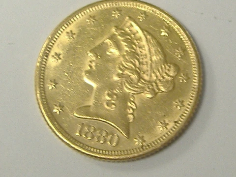 1880 $5 LIBERTY HEAD GOLD COIN Cover
