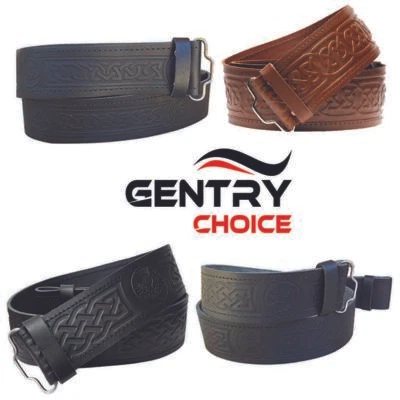 Traje Tradicional Tartán Patrón Repujado Highland Kilt Cinturón Hombres Accesorios Foto 1 de 4