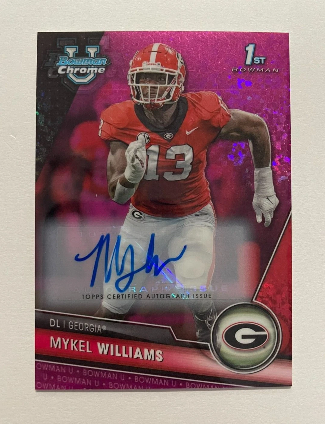 2023 MYKEL WILLIAMS Bowman Chrome University Auto Fuchsia Refractor /150 #91